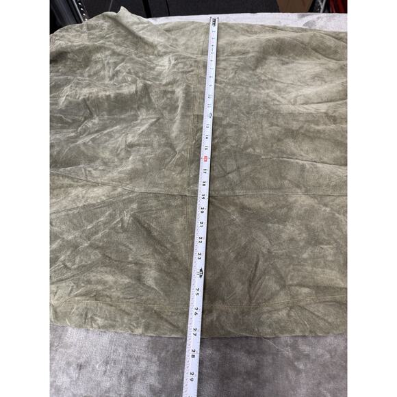 Vintage G.J.Hook Suede Leather Skirt Green 26W Button Zip Closure - Picture 8 of 10